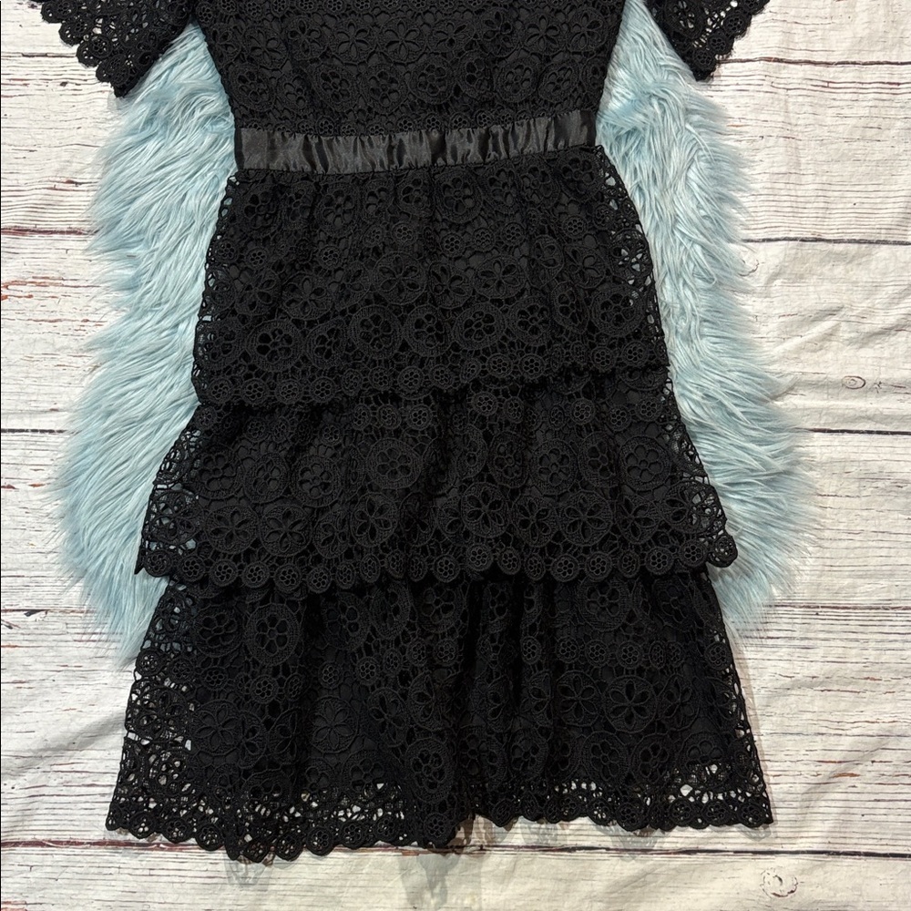Jessakae Eyelet Lace Tiered Black Dress - Picture 4 of 8